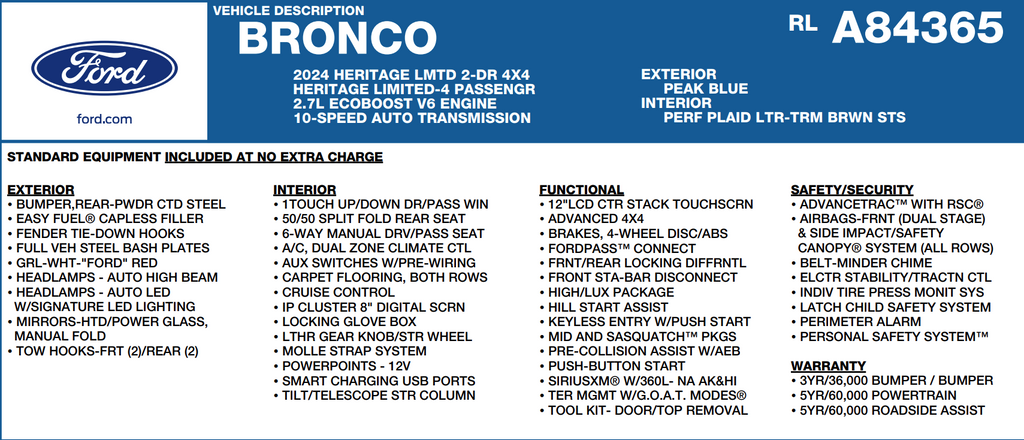 2024 Ford Bronco Heritage Limited Edition