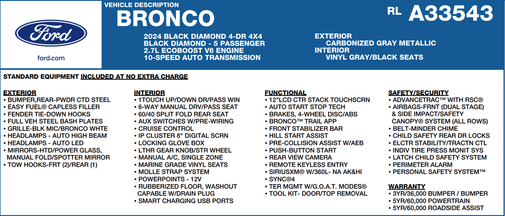 2024 Ford Bronco Black Diamond