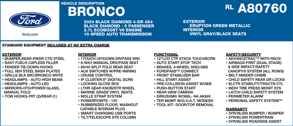 2024 Ford Bronco Black Diamond