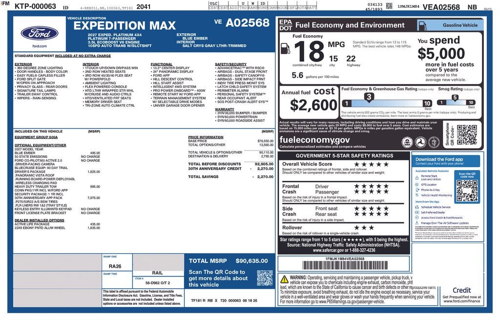 2027 Ford Expedition Max Platinum