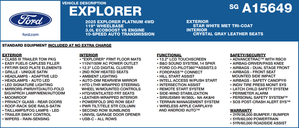 2025 Ford Explorer Platinum