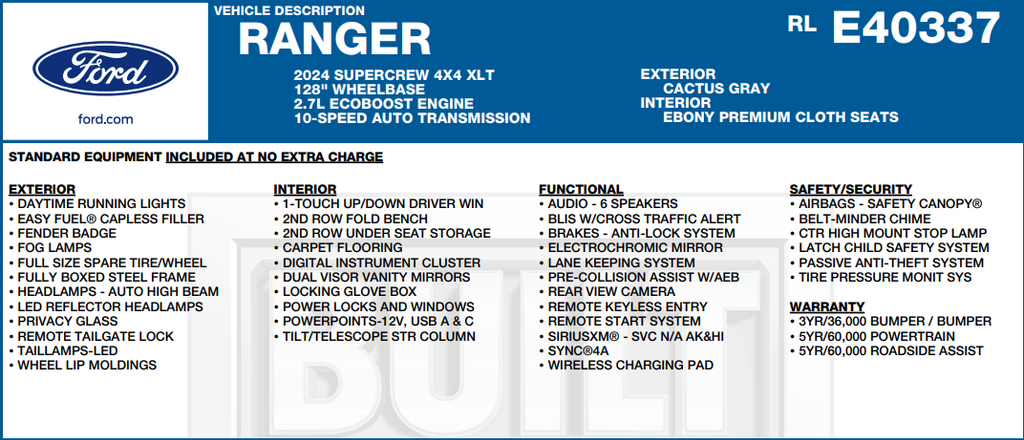 2024 Ford Ranger XLT 4x4 SuperCrew 5' Box's photo