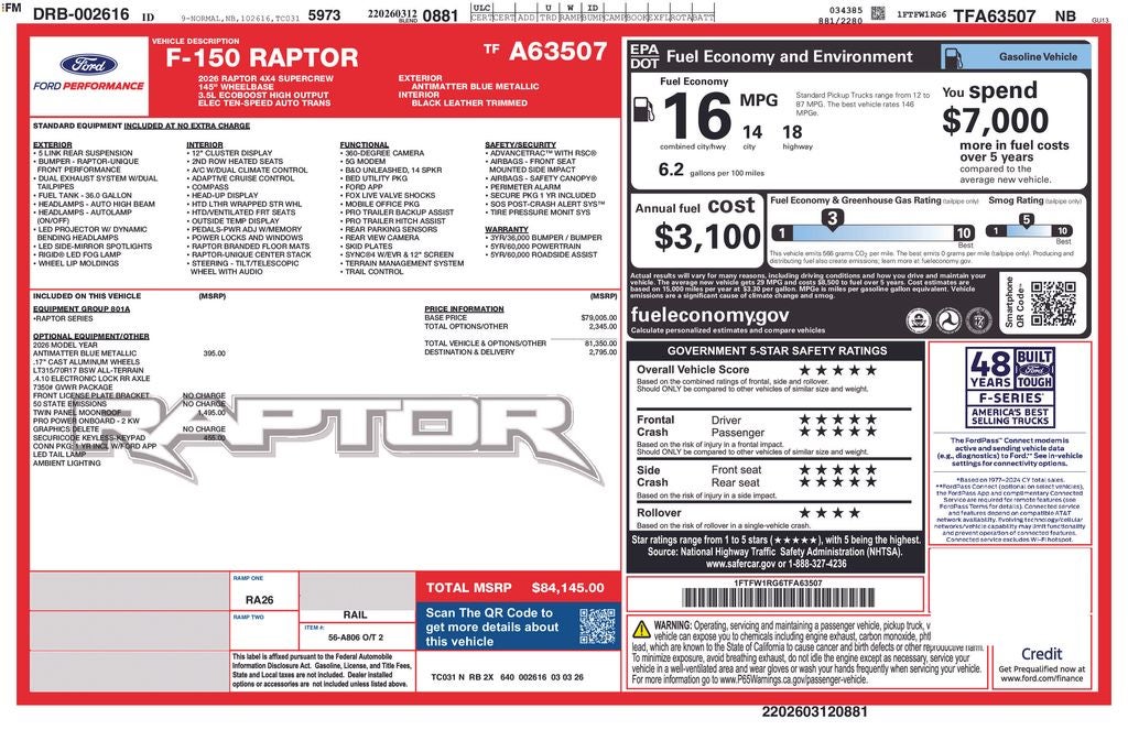 2026 Ford F-150 Raptor