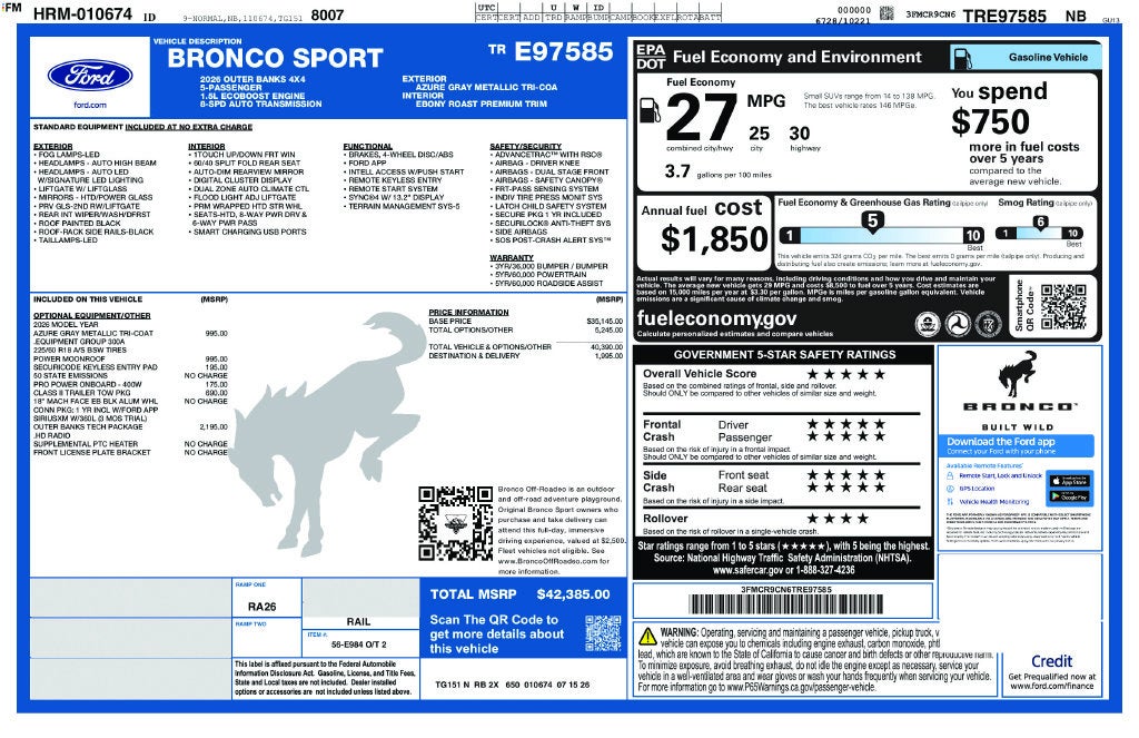 2026 Ford Bronco Sport Outer Banks