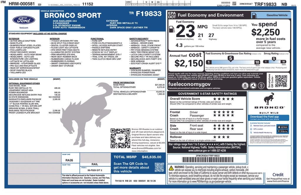 2026 Ford Bronco Sport Badlands