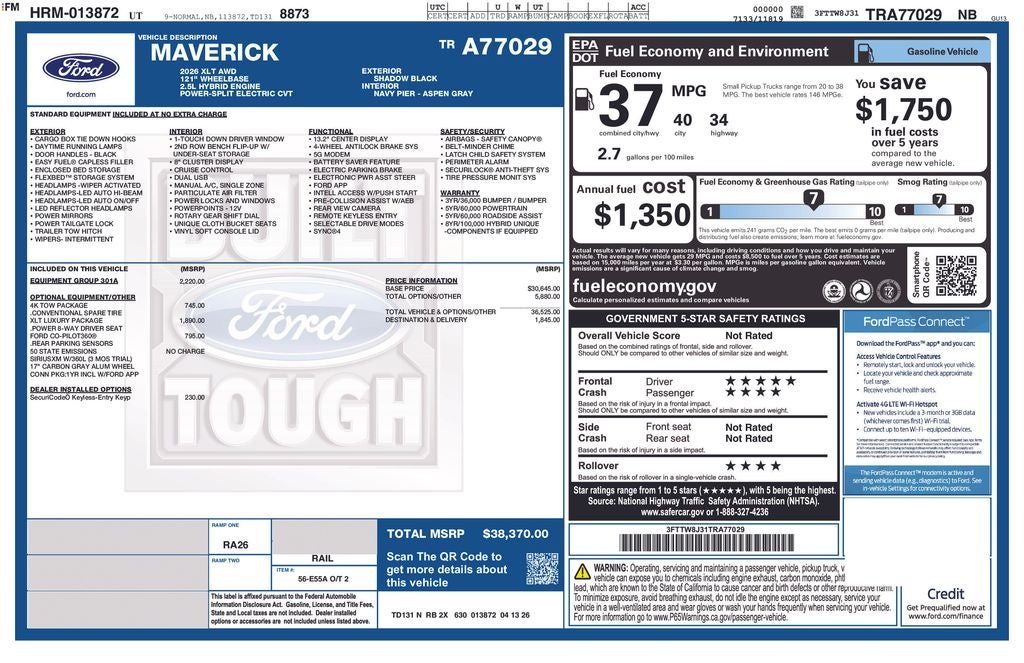 2026 Ford Maverick XLT
